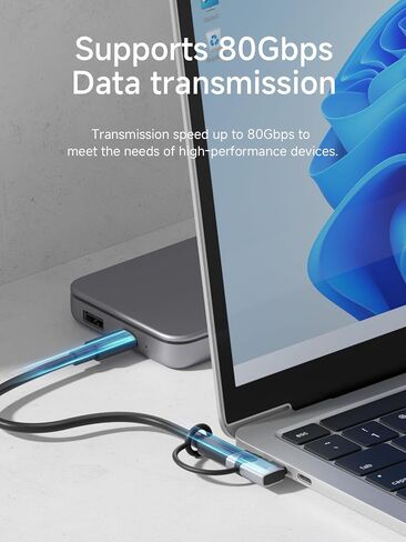 Hagibis 240W 80Gbps 8K USB C Adapter with Lanyard, USB-C Male to USB-C Female Adapter, USB4 Connecter for Thunderbolt 4/3, ROG Ally, Steam Deck, Switch, Dock, Mac, Tablet, iPhone 16 Pro Max (TGM08) in Saudi Arabia