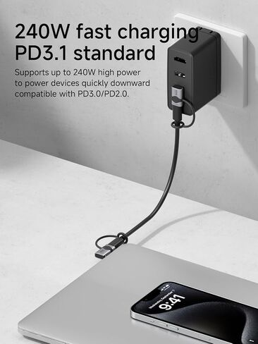 Hagibis 240W 80Gbps 8K USB C Adapter with Lanyard, USB-C Male to USB-C Female Adapter, USB4 Connecter for Thunderbolt 4/3, ROG Ally, Steam Deck, Switch, Dock, Mac, Tablet, iPhone 16 Pro Max (TGM08) in Saudi Arabia