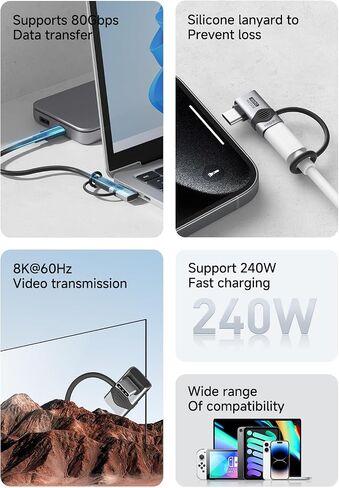 Hagibis 240W 80Gbps 8K USB C Adapter with Lanyard, USB-C Male to USB-C Female Adapter, USB4 Connecter for Thunderbolt 4/3, ROG Ally, Steam Deck, Switch, Dock, Mac, Tablet, iPhone 16 Pro Max (TGM08) in Saudi Arabia