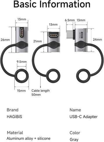 Hagibis 240W 80Gbps 8K USB C Adapter with Lanyard, USB-C Male to USB-C Female Adapter, USB4 Connecter for Thunderbolt 4/3, ROG Ally, Steam Deck, Switch, Dock, Mac, Tablet, iPhone 16 Pro Max (TGM08) in Saudi Arabia