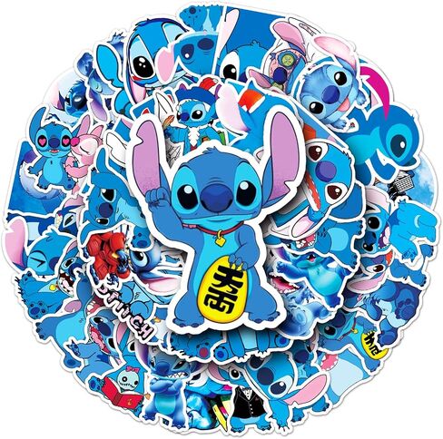 50pcs Cartoon Lilo and Stitch Stickers for Kids,Vinyl Waterproof Stitch Decal for Water Bottle Laptop Toy Sticker for DIY Decorate Bumper Phone Hard Hat Kids Teens Gifts in Saudi Arabia