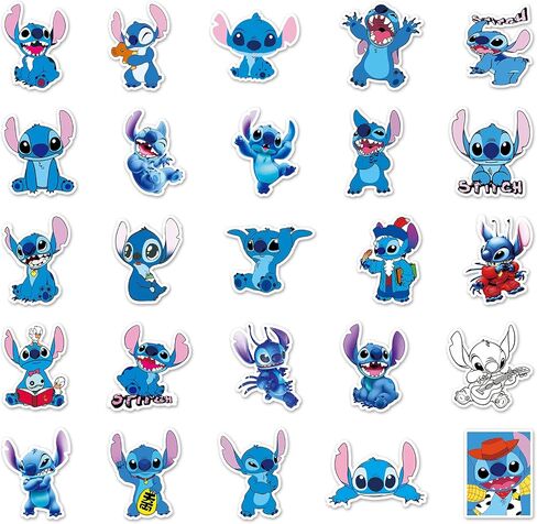 50pcs Cartoon Lilo and Stitch Stickers for Kids,Vinyl Waterproof Stitch Decal for Water Bottle Laptop Toy Sticker for DIY Decorate Bumper Phone Hard Hat Kids Teens Gifts in Saudi Arabia