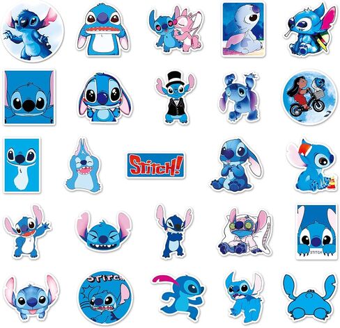 50pcs Cartoon Lilo and Stitch Stickers for Kids,Vinyl Waterproof Stitch Decal for Water Bottle Laptop Toy Sticker for DIY Decorate Bumper Phone Hard Hat Kids Teens Gifts in Saudi Arabia