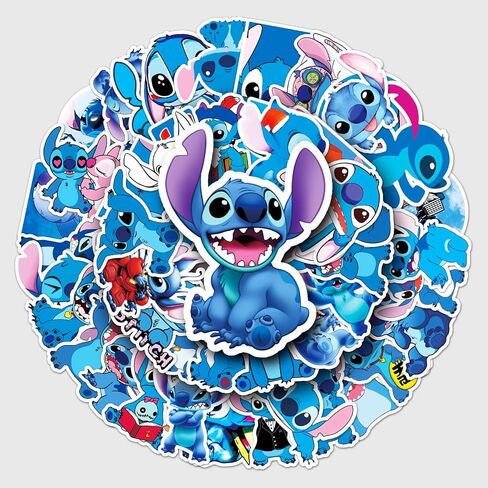 50pcs Cartoon Lilo and Stitch Stickers for Kids,Vinyl Waterproof Stitch Decal for Water Bottle Laptop Toy Sticker for DIY Decorate Bumper Phone Hard Hat Kids Teens Gifts in Saudi Arabia