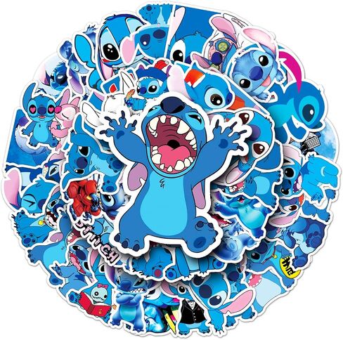 50pcs Cartoon Lilo and Stitch Stickers for Kids,Vinyl Waterproof Stitch Decal for Water Bottle Laptop Toy Sticker for DIY Decorate Bumper Phone Hard Hat Kids Teens Gifts in Saudi Arabia