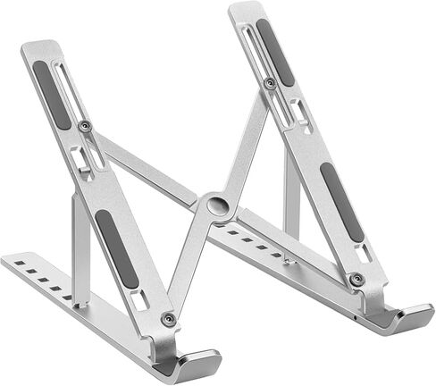 L1 Aluminium Portable Laptop Stand with Adjustable Height, Ventilated Foldable Lapdesk Notebook Stand with Carry Pouch for Laptops, MacBooks, Tablets and Books (Silver) in Saudi Arabia