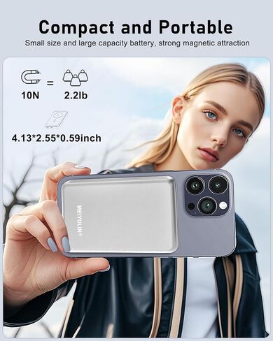 for Magsafe Battery Pack, 10,000mAh Magnetic Power Bank for Wireless Portable Charger Compatible for iPhone 16 Pro Max/16 Pro/16/15/14/13/12 Series in Saudi Arabia