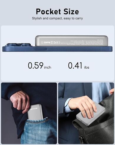 for Magsafe Battery Pack, 10,000mAh Magnetic Power Bank for Wireless Portable Charger Compatible for iPhone 16 Pro Max/16 Pro/16/15/14/13/12 Series in Saudi Arabia