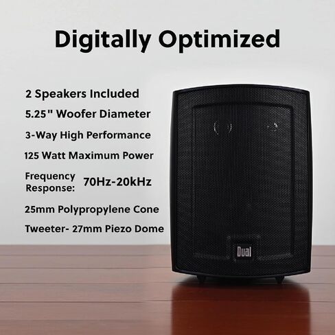 Dual Electronics LU53PW 5.25" 3-Way High Performance Outdoor Indoor Speakers | Effortless Set Up | Home, Pool, Patio, Garage Use | Weather Resistant | Expansive Stereo Sound Coverage | White in Saudi Arabia