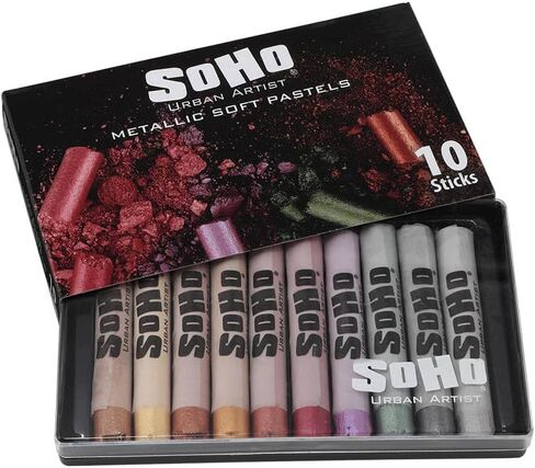 SoHo Urban Artist Soft Pastels Set of 10 Bright Fluorescent Neon Colors, Vibrant Pastel Sticks for Art, Drawing, Blending, Layering, Shading in Kuwait