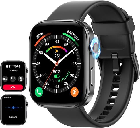 ENOMIR Smart Watch for Women iPhone & Android,1.99" AMOLED Screen 3ATM Waterproof Fitness Watch with Answer/Make Call AI Voice,24H-Heart Rate/SpO2/BP Monitor,120+ Sports Modes (Black) in Saudi Arabia