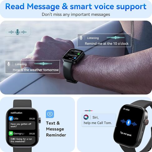ENOMIR Smart Watch for Women iPhone & Android,1.99" AMOLED Screen 3ATM Waterproof Fitness Watch with Answer/Make Call AI Voice,24H-Heart Rate/SpO2/BP Monitor,120+ Sports Modes (Black) in Saudi Arabia