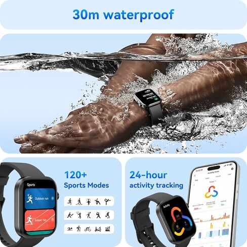 ENOMIR Smart Watch for Women iPhone & Android,1.99" AMOLED Screen 3ATM Waterproof Fitness Watch with Answer/Make Call AI Voice,24H-Heart Rate/SpO2/BP Monitor,120+ Sports Modes (Black) in Saudi Arabia