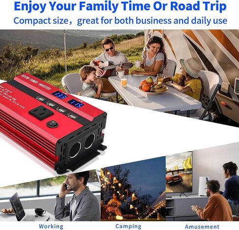 400W Power Inverters for Vehicles DC 12V to 110V AC Car Truck with Dual AC Outlets USB with 2 Type-C,12 Volt Inverter Car Cigarette Lighter Battery Inverter in Saudi Arabia