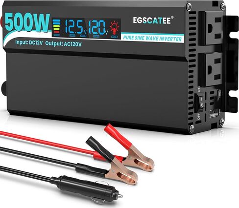 1000W Pure Sine Wave Inverter - 12V DC to 110V/120V AC Car Power Converter with 2 AC Outlets, USB Port, Type-C Port, LCD Display Power Inverter for Car, Truck, Home, Vehicles, Laptop in Kuwait