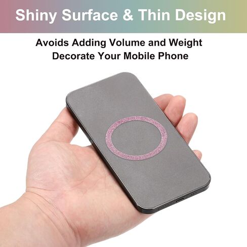uxcell 6 Pcs Magnetic Adapter Ring, Universal Magnetic Wireless Charger Conversion Kit Sparkle Magnetic Metal Ring Adhesive Sticker Ring for Phone Case, Pink in Kuwait