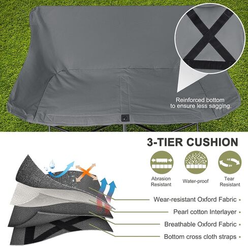 Joyfair Camping Chair for Adults(Double-seat), Outdoor Portable Folding Loveseat Camp Chair with Carry Bag for Picnic Hiking Fishing, 3-Layers Cushion (600D Oxford Fabric & Pearl Cotton) (Grey) in Saudi Arabia