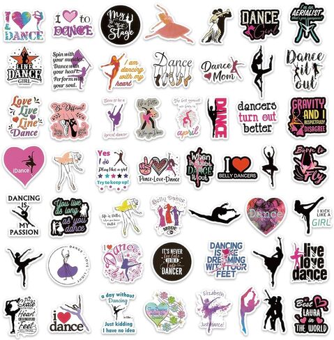 100Pcs Dancing Stickers - Dancing Themed Dancer Stickers for Kids Adults, Vinyl Waterproof Dance Stickers for Laptop, Guitar, Water Bottle Journaling Scrapbooking in Kuwait