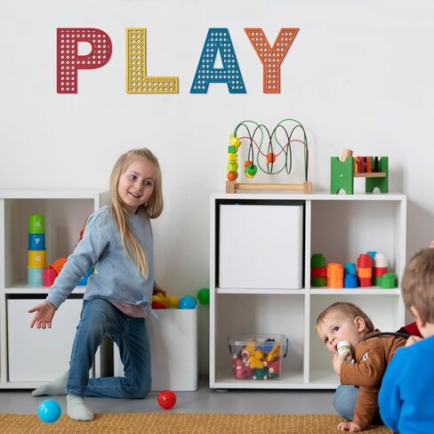 Play Sign for Playroom Wall Decor Wooden Playroom Sign 12 Inch Large Rattan Letters for Play Room Wall Decor Boho Nursery Wood Word Sign for Toddler Girls Boys Kids Bedroom Decorations in Saudi Arabia