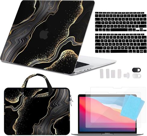 متوافق مع حافظة MacBook Air 13 بوصة إصدار 2020 2019 2018 (A2337 M1 A2179 A1932)، مع معرف اللمس وحزمة حماية لوحة المفاتيح وكاميرا الويب والحقيبة وواقي الشاشة (قلب بني لطيف) in Kuwait