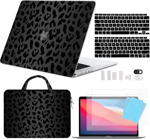 متوافق مع حافظة MacBook Air 13 بوصة إصدار 2020 2019 2018 (A2337 M1 A2179 A1932)، مع معرف اللمس وحزمة حماية لوحة المفاتيح وكاميرا الويب والحقيبة وواقي الشاشة (قلب بني لطيف) in Kuwait
