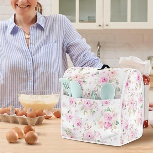 Cozeyat Pink Floral Stand Mixer Cover متوافق مع خلاط مساعدات المطبخ ، أغطية مقاومة لأجهزة المطبخ مع جيوب الملحقات ، وتناسب جميع نماذج رأس الميل والوعاء. in Kuwait