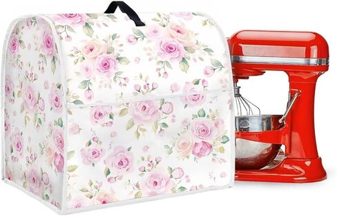 Cozeyat Pink Floral Stand Mixer Cover متوافق مع خلاط مساعدات المطبخ ، أغطية مقاومة لأجهزة المطبخ مع جيوب الملحقات ، وتناسب جميع نماذج رأس الميل والوعاء. in Kuwait