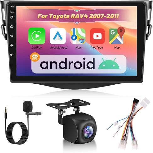 4 + 64g Android Car Stereo لـ Toyota Rav4 2007-2011 ، راديو Carplay و Android Auto - 9 بوصات من شاشة اللمس مع 32EQ DSP ، WiFi ، FM RDS ، GPS ، رابط المرآة + AHD View View Camera in Kuwait