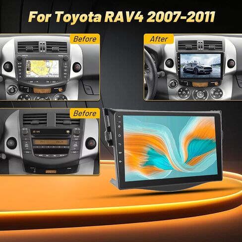 4 + 64g Android Car Stereo لـ Toyota Rav4 2007-2011 ، راديو Carplay و Android Auto - 9 بوصات من شاشة اللمس مع 32EQ DSP ، WiFi ، FM RDS ، GPS ، رابط المرآة + AHD View View Camera in Kuwait