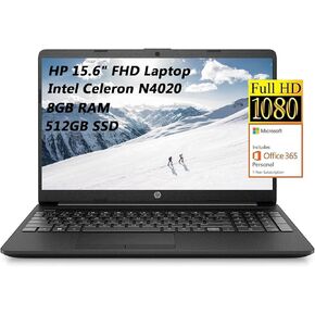 HP 15.6" FHD Laptop - Intel Celeron N4020, 4GB RAM, 128GB SSD, Windows 10 S Mode - Black (15-dw1001wm)