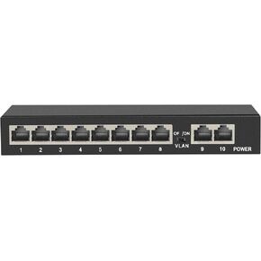 10 Port Full Gigabit Ethernet Switch, 8 Port Gigabit with 2 Uplink Ports Unmanaged Network Switch, Metal Case Switch | Plug & Play | Fanless Housing, Black