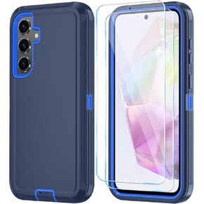 Qinmay Phone Case for Samsung Galaxy A36 5G Case with HD Screen Protector, Heavy Duty Shockproof & Dropproof 3-Layer Cover Phone Case for Galaxy A36,WineRedPink