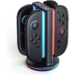 SUPCASE Charging Dock for Nintendo Switch 2 Joy Con, [Supports Dual-Direction Charging] [9 Light Modes] Magnetic Controller Charger Stand Station Compatible with Switch 2 Joy Con Accessories, Black