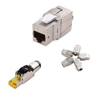 Cable Matters 6-Pack Tool Free Shielded RJ45 Cat 8, Cat8 Field Termination Plug, Cat8 Connector, Cat8 Plug & 5-Pack Shielded RJ45 Cat 8, Cat8 Keystone Jack