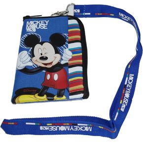 Disney Mickey Mouse Blue Lanyard with Cell Phone Case or Coin Purse Pouch