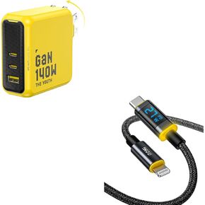 AOHI Youth 140W GaN+ USB C Charger 100W Laptop Fast Charger+ USB C to Lightning Cable with Display