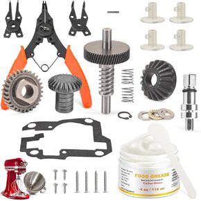 Worm Gear Kit for Kitch-enAid/Whirl-pool 5QT & 6QT Stand Mixer, Replaces 9706529 9709511 9703337 9709231, Contain 4 Oz Food Grade Grease, Mixer Attachment Holders, Pasta Attachment Shear Shaft Coupler