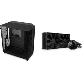 NZXT H6 Flow | CC-H61FB-01 | Compact Dual-Chamber Mid-Tower Airflow Case | Panoramic & Kraken 240 - RL-KN-240-B1-240mm AIO CPU Liquid Cooler - Customizable 1.54" Square LCD