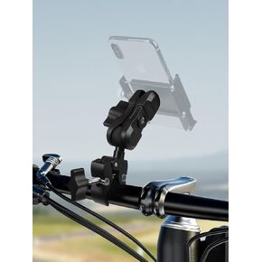 Aluminum Alloy Handlebar Clamp Base with 1" Ball and Anti -Slip 25.4mm Double Socket Arm Mounting