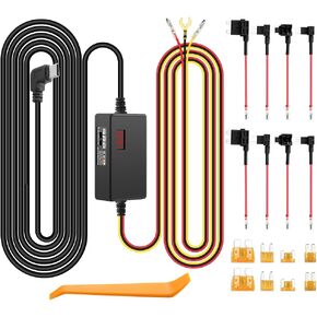 USB C DashCam Hardwire Kit for Dash Cam with Voltage Digital Display Model, 12V-30V to 5V Acc Multi-Size Hard Wire Kit USB C for Car Truck Dash Camera Low Voltage Protection for Parking Mode