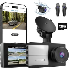 4-Channel Dash Cam, 360° Dashcam with Front and Rear Cameras,128GB Card Included, 5G Wi-Fi and App Control, Night Vision, WDR, 24-Hour Parking Mode, Collision Detection