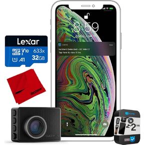 Garmin 010-02505-00 Dash Cam 47 with Voice Control and 1080p HD Video Bundle with Lexar 32GB Memory Card, Microfiber Cleaning Cloth and 2 YR CPS Enhanced Protection Pack