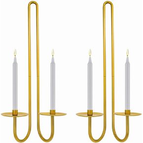 Wall Sconce Candle Holder Metal Hanging Wall Decorations for Home,Living Room, Bathroom, Dining Room, Set of 2（Black