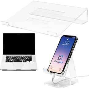 Mammoth DuraClear Acrylic Laptop and Phone Stand Bundle - Enhance Your Workspace with Ergonomic Accessories