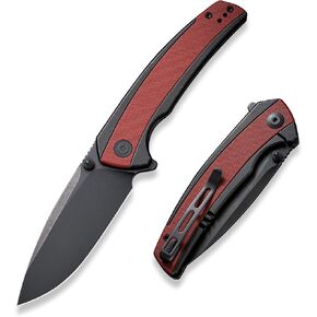 CIVIVI Teraxe Pocket Knife for EDC, 3.48-in Nitro-V Blade Stainless Steel With G10 Inlay Handle, Folding Knife Nested Frame Lock for Hiking Camping Fishing Work Outdoor (Burgundy)
