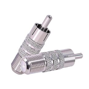 2pcs F Type Female to RCA Male Coaxial Cable Audio Adapter Connector Coaxial to RCA Connector for TV, Audio, and Video Devices