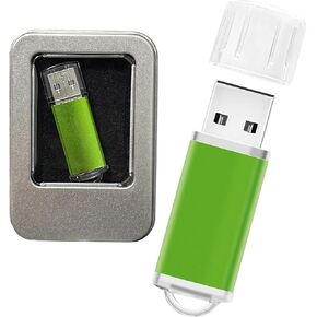 4GB Flash Drive 1 Pack Green USB 2.0 Thumb Drive 4GB Pendrive Metal Memory Stick Jump Zip Drive USB Storage Flash Drives for Data Storage with Lanyards & Label