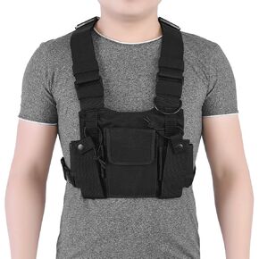 Radio Chest Harness, Nylon Walkie Talkie Chest Rig Bag, Hands Adjustable Chest Bag Chest Holster for Work, Duty, Workshops