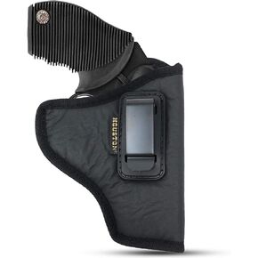 IWB Revolver Holster by Houston - ECO LEATHER Concealed Carry Soft - Suede Interior for Maximum Protection - FITS: Revolvers K, L, M & N Frames - Taurus Judge - 5 & 6 Shots - 2.5" to 3" Barrel (Right)