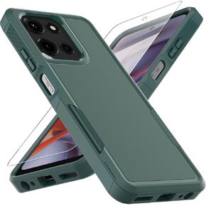 for Moto G 5G 2025 Case, [Military Grade Drop Tested] with Screen Protector, Dual Layer Protective Heavy Duty Cell Phone Cover Non-Slip Shockproof Case for Motorola Moto G 5G 2025 (Dark Green)